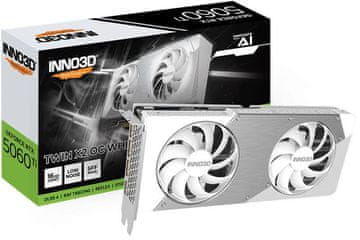 inno3D GeForce RTX 5060 Ti Twin X2 OC 16GB GDDR7, 128-bit, 1x HDMI / 3x DP, bela (N506T2-16D7X-191073W) grafična kartica
