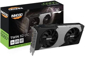 inno3D GeForce RTX 5060 Ti Twin X2 OC 8GB GDDR7, 128-bit, 1x HDMI / 3x DP (N506T2-08D7X-193075N) grafična kartica