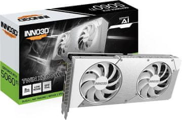 inno3D GeForce RTX 5060 Ti Twin X2 OC 8GB GDDR7, 128-bit, 1x HDMI / 3x DP, bela (N506T2-08D7X-193075W) grafična kartica