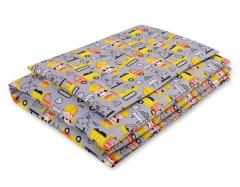 Bobono Otroški 2-delni komplet bombažne posteljnine 135x100 cm - rumeni bagri