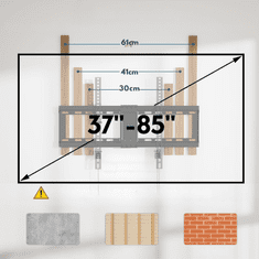 Stenski nosilec BONTEC za televizorje diagonale 37–82 palcev. Ultra vzdržljiv VESA 600 x 400 mm.