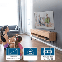 Stenski nosilec BONTEC za televizorje diagonale 37–82 palcev. Ultra vzdržljiv VESA 600 x 400 mm.