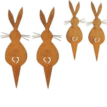 4 x Velikonočni vrtni okraski Kovinski velikonočni zajčki