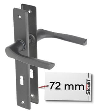 Kljuka za vrata dolga plošča NATI 72 mm grafitna KEY