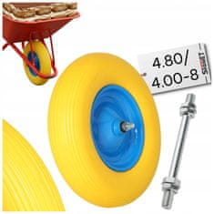Kolo za samokolnico 400-8 poliuretan POLNO + 12 mm os