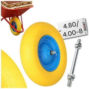 Kolo za samokolnico 400-8 poliuretan POLNO + 12 mm os