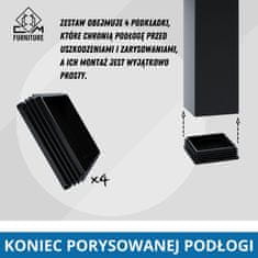 CM Furniture 4 kosi. Antracit ravne noge za mize in pulte. Višina 72 cm. Izdelane iz kvadratnega profila 60x60 mm - Za kuhinjske in jedilne mize, pisalne mize, vrtne mize in klopi - Modern Loft