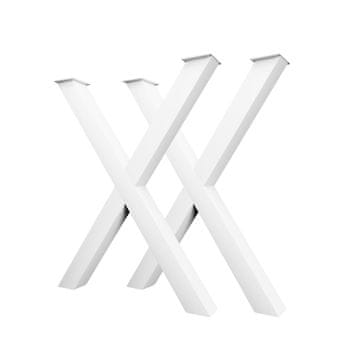 CM Furniture 2 kosa kovinskih nog za mizo, bele barve, višina 40 cm, širina 30 cm, podnožje mize, jeklene noge v obliki črke X, enostavna montaža DIY za klop, jedilnico, klubsko mizico, vrtno mizo