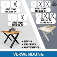 CM Furniture 2 kosa antracitnih kovinskih nog za mizo, višina 40 cm, širina 30 cm, podnožje mize, jeklene noge v obliki črke X, enostavna montaža DIY za klop, jedilnico, klubsko mizico, vrtno mizo
