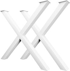 CM Furniture 2 kosa kovinskih nog za mizo, bele barve, višina 40 cm, širina 43 cm, podnožje mize, jeklene noge v obliki črke X, enostavna montaža DIY za klop, jedilnico, klubsko mizico, vrtno mizo
