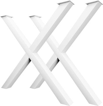 CM Furniture 2 kosa kovinskih nog za mizo, bele barve, višina 40 cm, širina 43 cm, podnožje mize, jeklene noge v obliki črke X, enostavna montaža DIY za klop, jedilnico, klubsko mizico, vrtno mizo