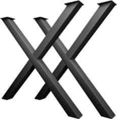 CM Furniture 2 kosa črnih kovinskih nog za mizo, višina 40 cm, širina 43 cm, podnožje mize, jeklene noge v obliki črke X, enostavna montaža DIY za klop, jedilnico, klubsko mizico, vrtno mizo