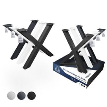 CM Furniture 2 kosa kovinskih nog za mizo, bele barve, višina 72 cm, širina 80 cm, podnožje mize, jeklene noge v obliki črke X, enostavna montaža DIY za klop, jedilnico, klubsko mizico, vrtno mizo