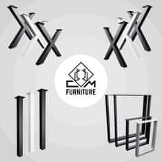 CM Furniture 2 kosa črnih kovinskih nog za mizo, višina 72 cm, širina 60 cm, podnožje mize, jeklene noge v obliki črke X, enostavna montaža DIY za klop, jedilnico, klubsko mizico, vrtno mizo