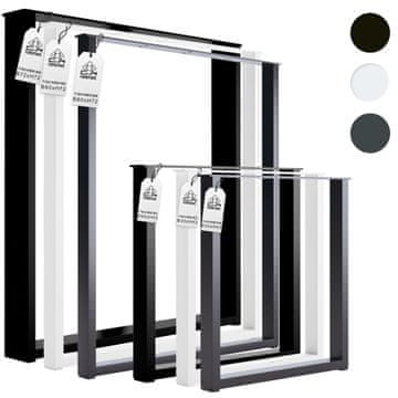 CM Furniture CM Pohištvo 2x Kovinske noge za mizo - Bele - Višina 72 cm - 72 x 72 cm - Pravokotni tekači za hlev - Prašno barvani - Okvir pohištva, Jedilnica, Pisalna miza, Klop