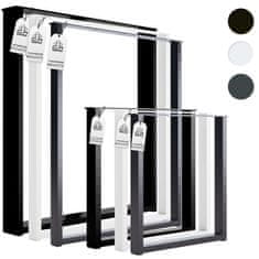 CM Furniture 2x kovinske noge za mizo - antracit - višina 43 cm - 43 x 43 cm - pravokotne stabilne noge za mizo - prašno barvane - tekači za pohištvo, jedilnico, mizo, klop - okvir mize