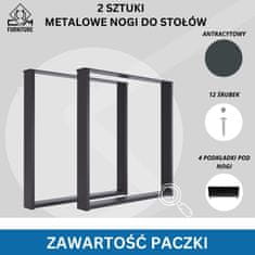 CM Furniture 2x kovinske noge za mizo - antracit - višina 43 cm - 43 x 43 cm - pravokotne stabilne noge za mizo - prašno barvane - tekači za pohištvo, jedilnico, mizo, klop - okvir mize