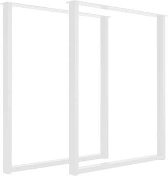 CM Furniture 2x kovinske noge za mizo - bele - višina 43 cm - 43 x 43 cm - pravokotne stabilne noge za mizo - prašno barvane - tekači za pohištvo, za jedilne mize, klopi, okvirje miz