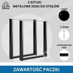 CM Furniture 2x kovinske noge za mizo - črne - višina 43 cm - 30 x 43 cm - pravokotna miza - prašno barvana - tekači za pohištvo, jedilnico, mizo, klop - okvir mize