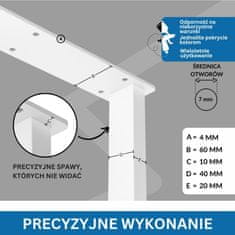 CM Furniture 2x kovinske noge za mizo - bele - višina 72 cm - 60 x 72 cm - pravokotne stabilne noge za mizo - prašno barvane - tekači za pohištvo, za jedilne mize, klopi, okvirje miz