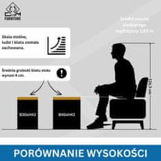 CM Furniture 2x kovinske noge za mizo - črne - višina 43 cm - 30 x 43 cm - pravokotna miza - prašno barvana - tekači za pohištvo, jedilnico, mizo, klop - okvir mize