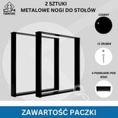 CM Furniture 2x kovinske noge za mizo - črne - višina 43 cm - 43 x 43 cm - pravokotna miza - prašno barvana - tekači za pohištvo, jedilnico, mizo, klop - okvir mize