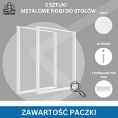 CM Furniture 2x kovinske noge za mizo - bele - višina 72 cm - 60 x 72 cm - pravokotne stabilne noge za mizo - prašno barvane - tekači za pohištvo, za jedilne mize, klopi, okvirje miz