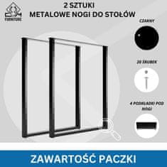CM Furniture 2x kovinske noge za mizo - črne - višina 72 cm - 60 x 72 cm - pravokotne stabilne tekaške steze - prašno barvane - za jedilnico, mizo, klop, okvir mize