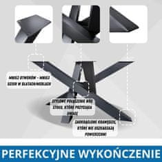 CM Furniture Antracitne kovinske noge za mizo Spider za okrogle/kvadratne mize Višina 43 cm X-oblikovan okvir mize V 43 x Š 60 x D 60 cm Konferenčna miza s križnim okvirjem, klubska mizica v slogu podstrešja