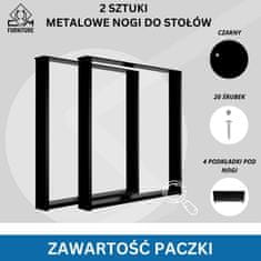 CM Furniture 2x kovinske noge za mizo - črne - višina 72 cm - 72 x 72 cm - pravokotne stabilne tekaške steze - prašno barvane - za jedilnico, mizo, klop, okvir mize