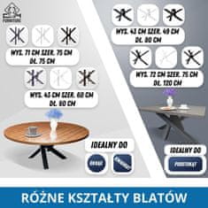 CM Furniture Antracitne kovinske noge za mizo Spider za okrogle/kvadratne mize Višina 43 cm X-oblikovan okvir mize V 43 x Š 60 x D 60 cm Konferenčna miza s križnim okvirjem, klubska mizica v slogu podstrešja