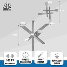 CM Furniture Antracitne kovinske noge za mizo Spider za okrogle/kvadratne mize Višina 71 cm X-oblikovan okvir mize V 71 x Š 75 x D 75 cm Konferenčna miza s križnim okvirjem, klubska mizica v slogu podstrešja