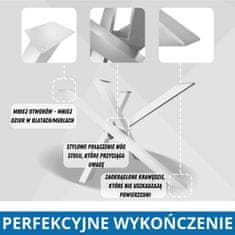 CM Furniture Kovinske noge za mizo , beli pajek, za okrogle/kvadratne mize, višina 71 cm, oblika okvirja X, V 71 x Š 75 x D 75 cm, konferenčna miza s križnim okvirjem, klubska mizica v slogu podstrešja