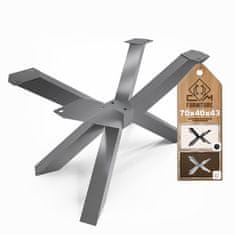 CM Furniture Noge za mizo Spider - Antracit - Višina 43 cm - Noge za klubsko mizico - Jekleno podnožje - V 43 x Š 40 x D 70 cm - Noge za jedilno mizo, enostavna montaža s strani ene osebe