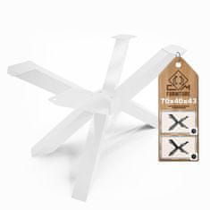 CM Furniture Noge za mizo Spider - bele - višina 43 cm - noge za klubsko mizico - jekleno podnožje - V 43 x Š 40 x D 70 cm - noge za jedilno mizo, enostavna montaža s strani ene osebe