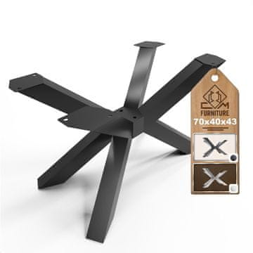 CM Furniture Noge za mizo Spider - črne - višina 43 cm - noge za klubsko mizico - jekleno podnožje - V 43 x Š 40 x D 70 cm - noge za jedilno mizo, enostavna montaža s strani ene osebe