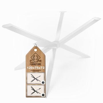 CM Furniture Noge za mizo Spider - bele - višina 72 cm - noge za klubsko mizico - jekleno podnožje - V 72 x Š 75 x D 120 cm - noge za jedilno mizo, enostavna montaža s strani ene osebe