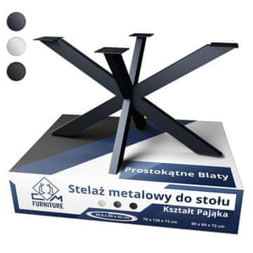 CM Furniture Ogrodje mize Spider, prašno barvano jeklo, noge jedilne mize, noge klubske mizice, tekači za mizo, kovinske noge za pohištvo - V 43 x Š 50 x D 80 cm - antracit