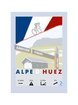 Kolesarski plakat Alp d'Huez ZAKAJ TAM? 30 cm x 40 cm