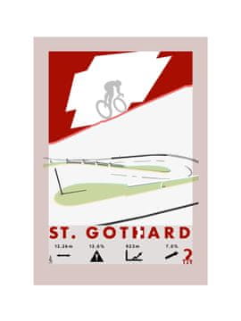 Kolesarski plakat za prelaz St. Gothard ZAKAJ TAM? 30 cm x 40 cm