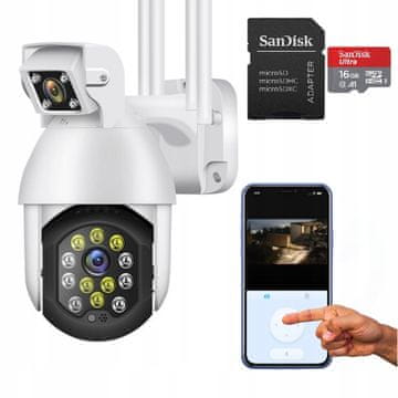 DVOJNA WIFI IP PAMETNA ZUNANJA KAMERA ROTACIJSKA QHD ZOOM APLIKACIJSKA KARTICA