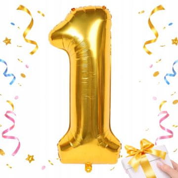 GR FOLIJA BALON ŠTEVILKA 1 ZLAT 66 cm DEKORACIJA ZA ROJSTNODNEVNO ZABAVO ZLAT