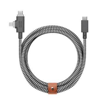 DE Native Union Belt Cable Duo Pro 240W - USB-C - USB-C / Lightning kabel, 2,4 m (zebra)