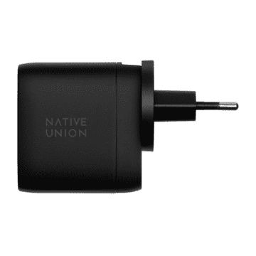 DE Native Union Fast GaN polnilnik - 67W PD polnilnik, 2x USB-C, priloženi adapterji US/UK/EU (črn)