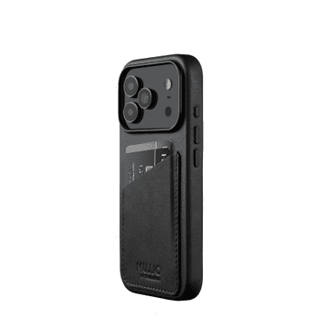 Usnjena denarnica Mujjo - usnjen ovitek za iPhone 17 Pro, združljiv z MagSafe (črn)