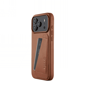 Usnjena denarnica Mujjo - usnjena torbica, združljiva z MagSafe, za iPhone 17 Pro Max (rjava)