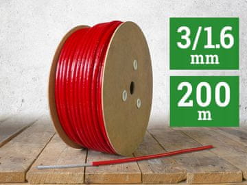 JEKLENA VRV IZ PVC-ja 3 mm rdeča iz vrvi 1,6 (1x7) 200 m (zvitek)