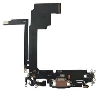 ORG Originalni razstavljeni polnilni konektor za Apple iPhone 15 Pro Max, črne barve