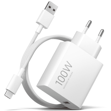 Originalni polnilnik ORG Xiaomi MY-19-ER 100W, 6.1A + USB-A USB-C kabel bele barve