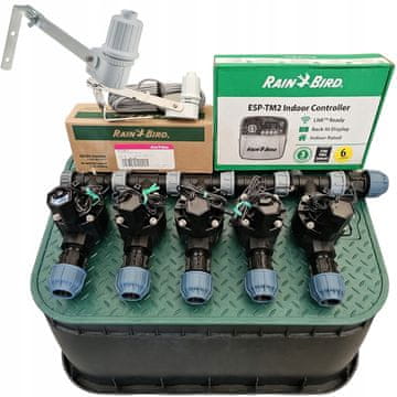 Komplet s 5 postajami Rain Bird: Zbiralnik s čepom, TM2, RSD Bex, PE 20